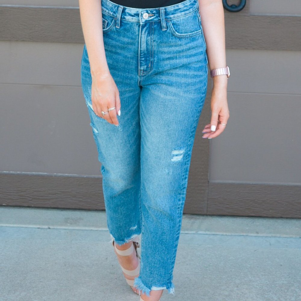 High Waist Mom Jeans - Vervet